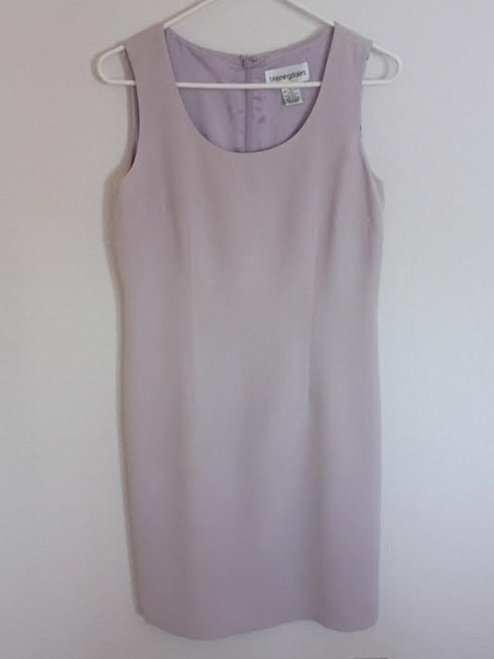 BLOOMINGDALES WOMEN'S SHEATH DRESS LAVENDER SLEEVELESS 100% SILK CHIC SIZE 8